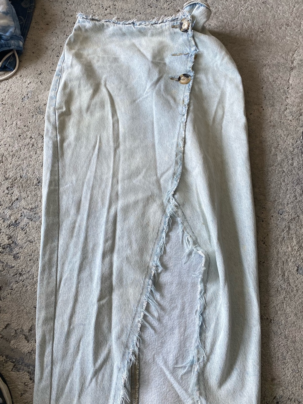 Zara Light Wash Denim Wrap Maxi Skirt Sz XS